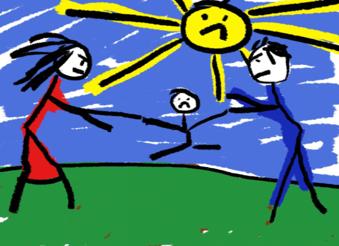 Child drawing of parents fighting: LawteryX Divorce/Family Law Blog